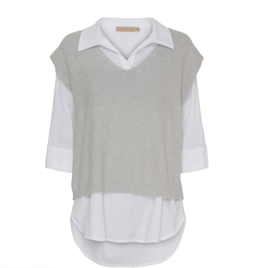 Skjorte med vest – Onesize Norah grey - VIAMAJA.DK