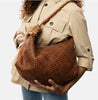 Skuldertaske DARIA – Flettet læder walnut