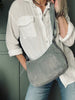 Skuldertaske silver grey leather