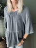 Summerbluse i hør mix - Blue