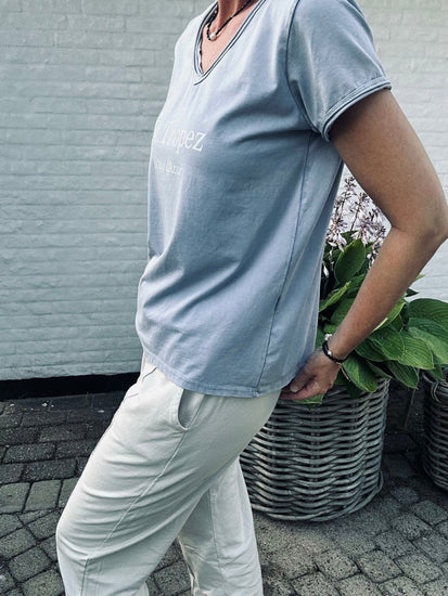 T - shirt ST. TROPEZ Soft blue - VIAMAJA.DK