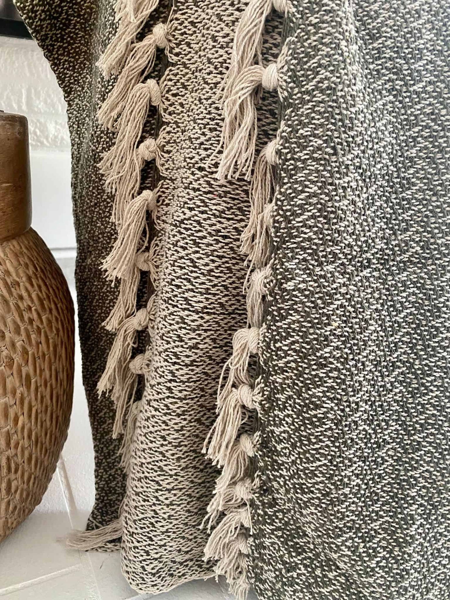 Tæppe genanvendt bomuld – Oliven - VIAMAJA.DK