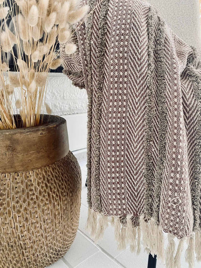 Tæppe genanvendt bomuld – Rose / Beige - VIAMAJA.DK