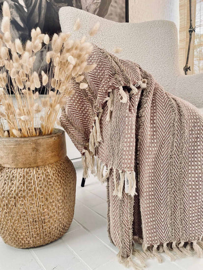 Tæppe genanvendt bomuld – Rose / Beige - VIAMAJA.DK