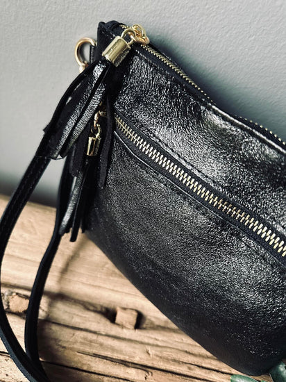 Taske Black shine leather - VIAMAJA.DK