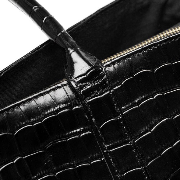 Taske Croco Black leather - VIAMAJA.DK