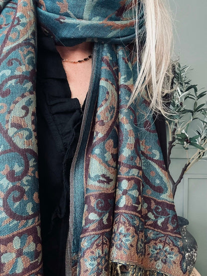 Tørklæde Paisley – Petroleum - VIAMAJA.DK