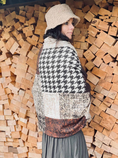 Tørklæde - patchwork brown - VIAMAJA.DK
