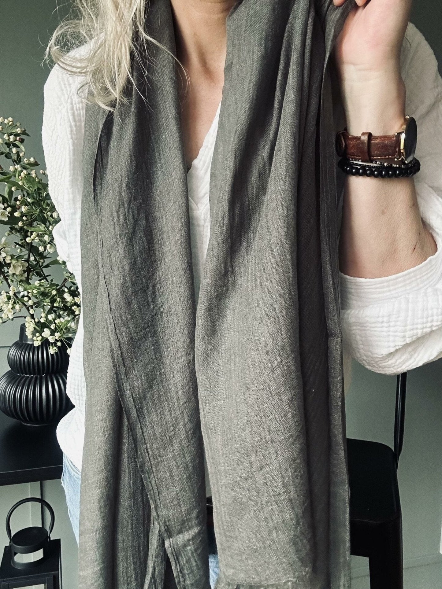 Tørklæde Simple dark olive - VIAMAJA.DK