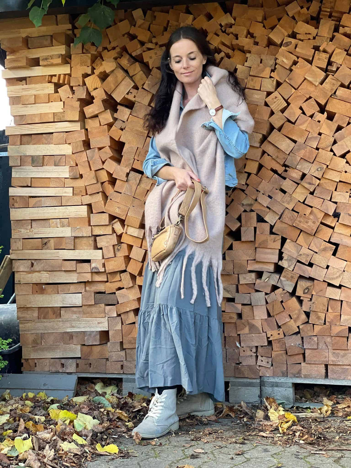 Tørklæde – Vamset Beige Rose - VIAMAJA.DK