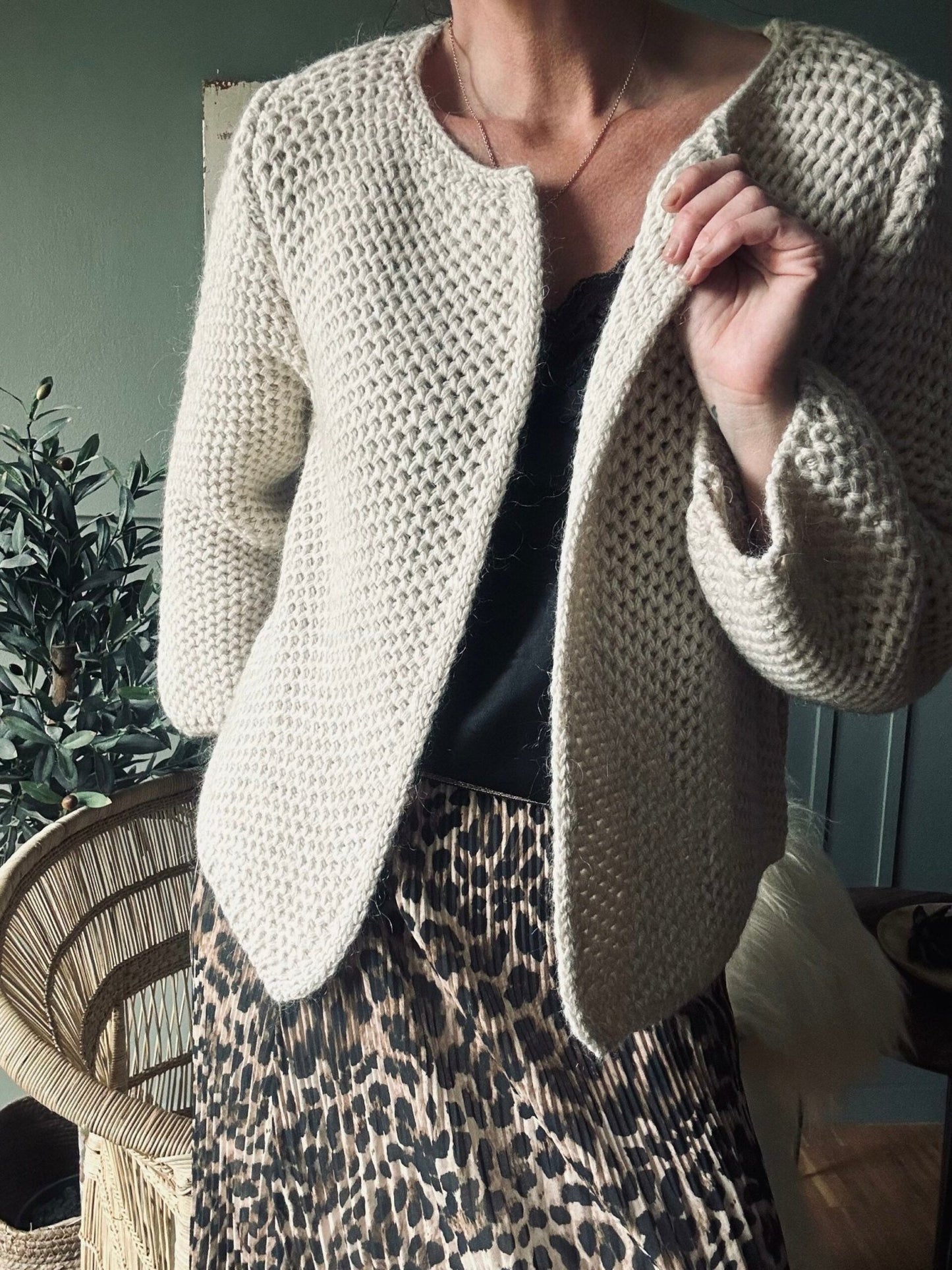 Uldjakke med honeycomb mønster – Lys beige - VIAMAJA.DK