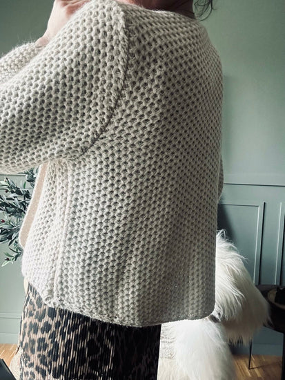Uldjakke med honeycomb mønster – Lys beige - VIAMAJA.DK