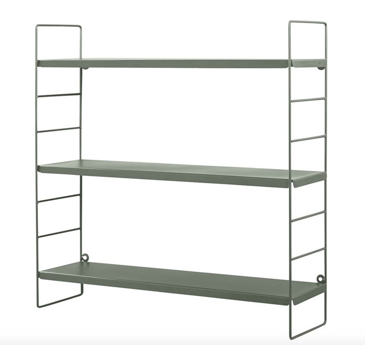 Væghylde m/3 hylder - Grøn metal - VIAMAJA.DK