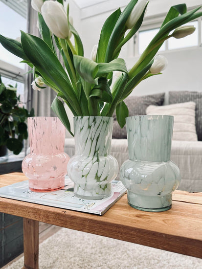 Vase 18cm Mundblæst glas – Green - VIAMAJA.DK