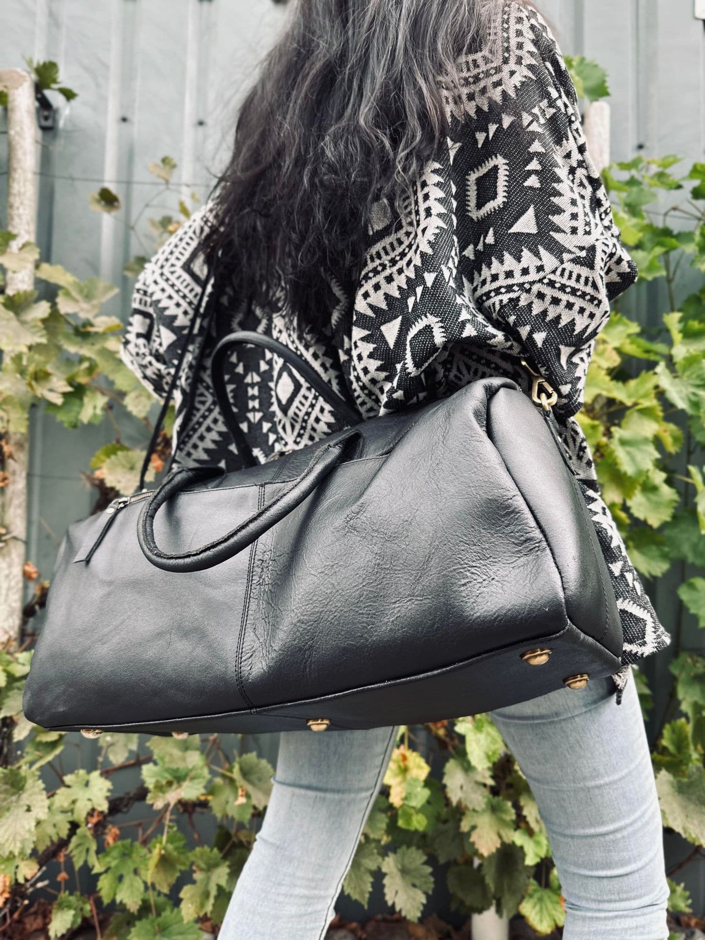 Weekendtaske - Black leather - VIAMAJA.DK