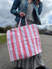 XL strandtaske med Strib - Rød