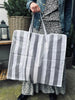 XL strandtaske med Strib - Sort